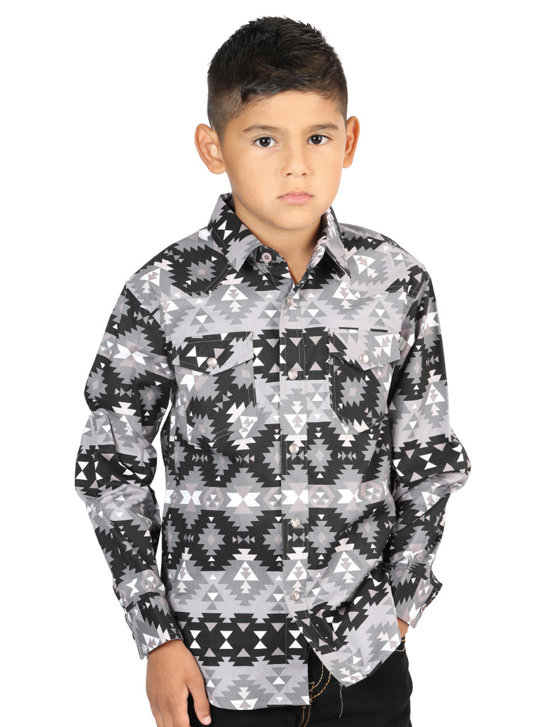 Camisa Vaquera de Niño El Señor de los Cielos Manga Larga Broche Casual en 97% Algodón 3% Lycra Color Negro 44415
