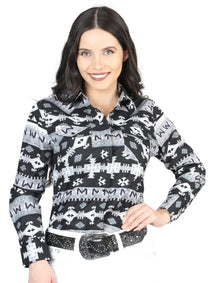 Casual Long - Sleeve Camisa del General Negro/blanco 44423