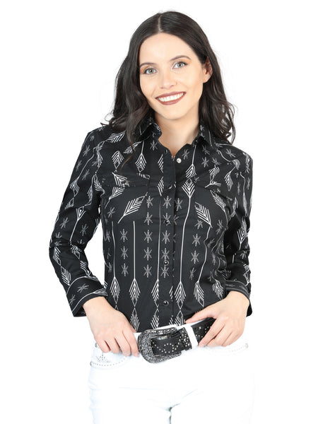Casual Long - Sleeve Camisa del General Negro/blanco 44436