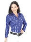 Casual Long - Sleeve Camisa del General Azul/blanco 44437