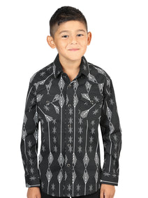 Casual Long - Sleeve Camisa del General Negro/blanco 44439
