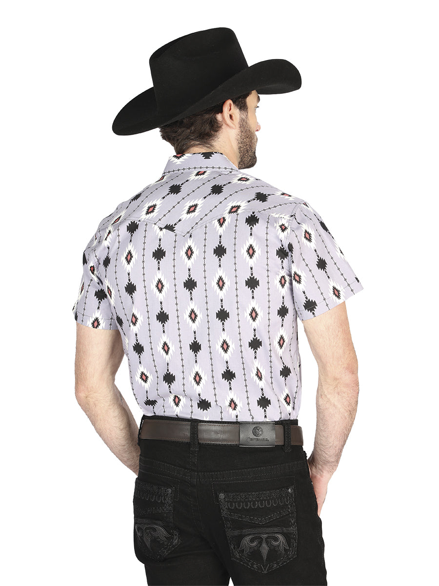 Camisa Vaquera de Hombre El Señor de los Cielos Manga Larga Casual en 97% Algodón 3% Lycra Color Gris 44461