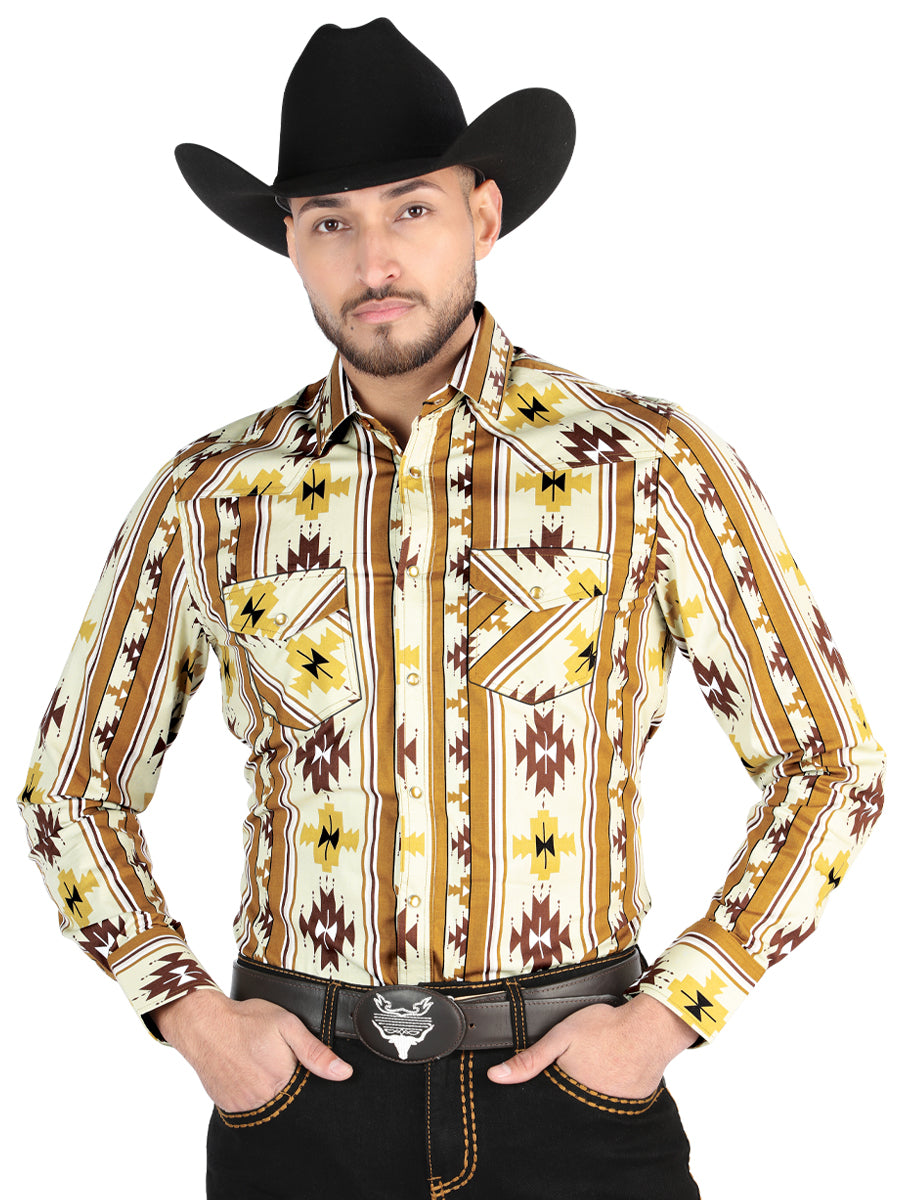 Camisa Vaquera de Hombre El Señor de los Cielos Manga Larga Broche Casual en 97% Algodón 3% Lycra 44471
