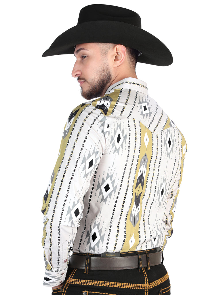 Camisa Vaquera de Hombre El Señor de los Cielos Manga Larga Broche Casual en 97% Algodón 3% Lycra Color Gris 44473
