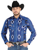 Camisa Vaquera de Hombre El Señor de los Cielos Manga Larga Broche Casual en 97% Algodón 3% Lycra Color Azul 44474