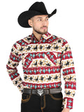 Camisa Vaquera de Hombre El Señor de los Cielos Manga Larga Broche Casual en 97% Algodón 3% Lycra Color Negro/Dorado 44476