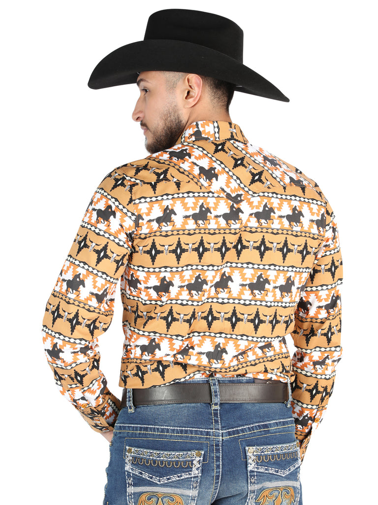 Camisa Vaquera de Hombre El Señor de los Cielos Manga Larga Broche Casual en 97% Algodón 3% Lycra 44477
