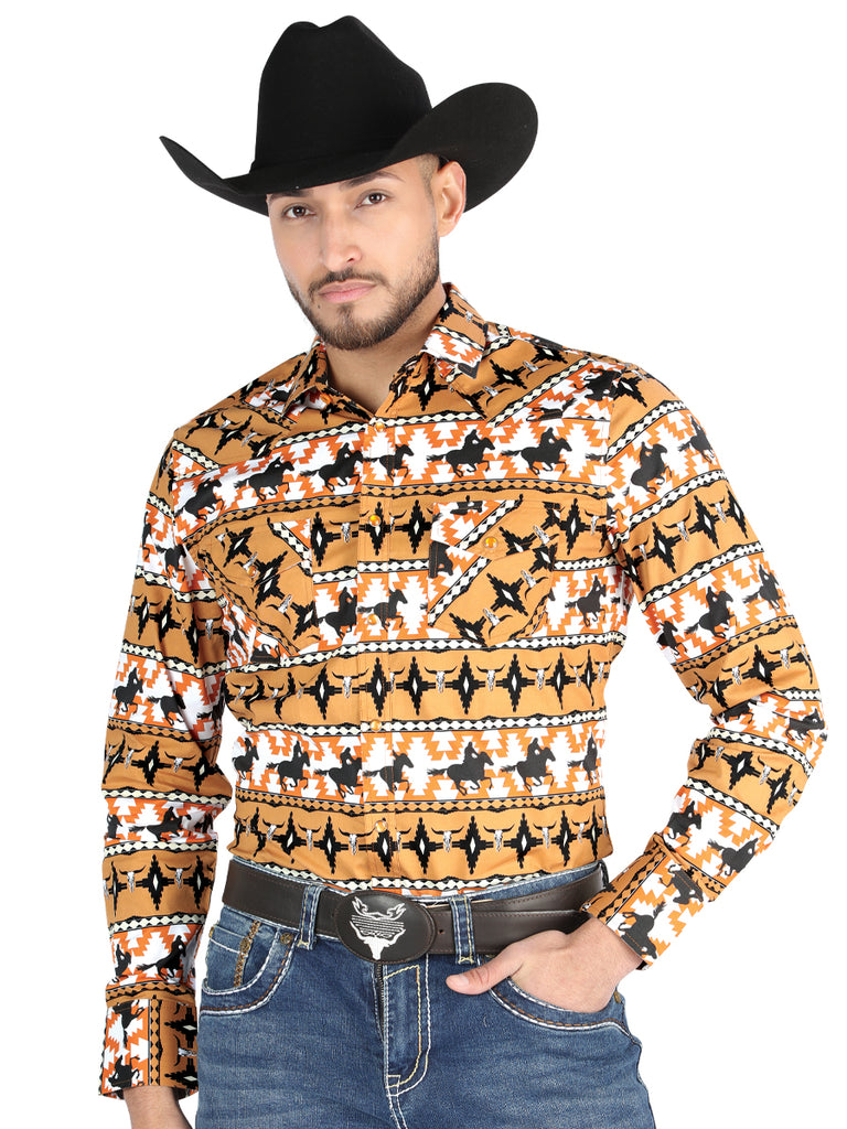 Camisa Vaquera de Hombre El Señor de los Cielos Manga Larga Broche Casual en 97% Algodón 3% Lycra 44477