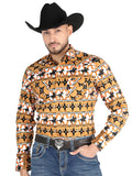 Camisa Vaquera de Hombre El Señor de los Cielos Manga Larga Broche Casual en 97% Algodón 3% Lycra 44477