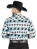 Camisa Vaquera de Hombre El Señor de los Cielos Manga Larga Broche Casual en 97% Algodón 3% Lycra 44478