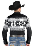 Camisa Vaquera de Hombre El Señor de los Cielos Manga Larga Broche Casual en 97% Algodón 3% Lycra Color Negro 44485