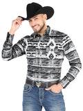 Camisa Vaquera de Hombre El Señor de los Cielos Manga Larga Broche Casual en 97% Algodón 3% Lycra Color Gris 44488