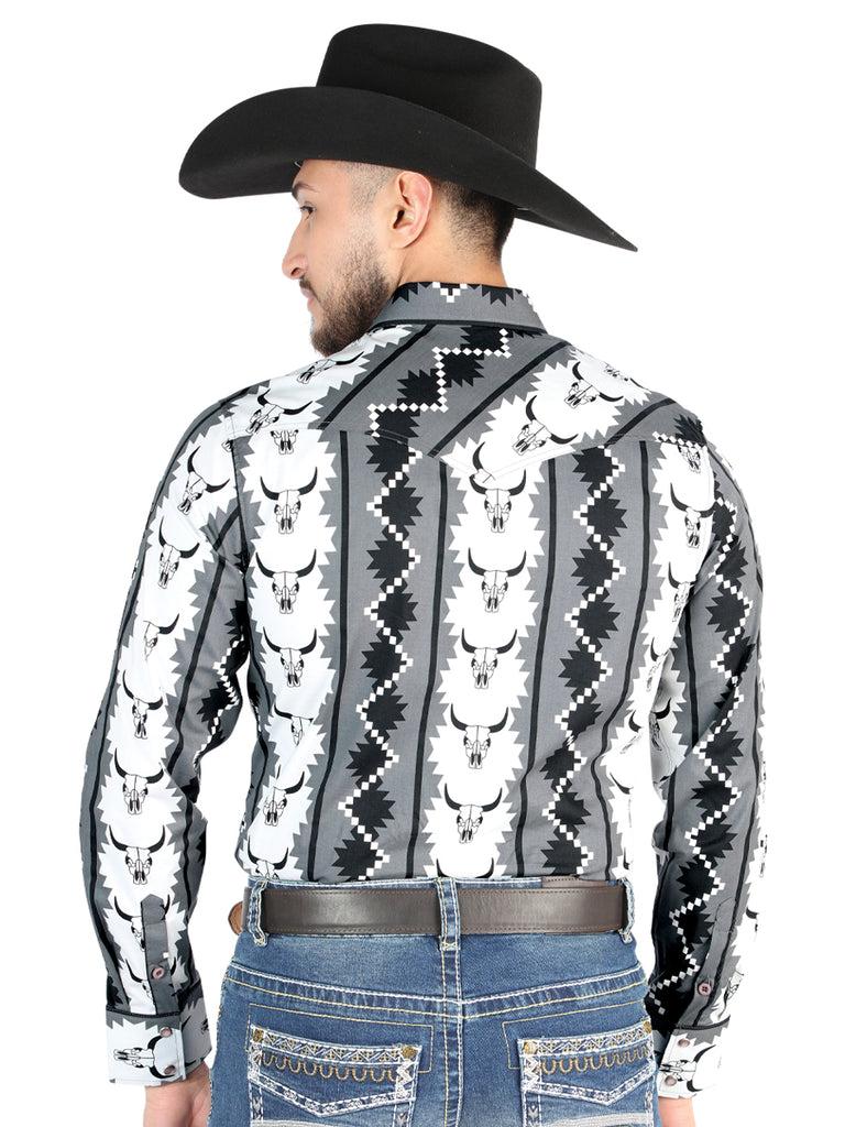 Camisa Vaquera de Hombre El Señor de los Cielos Manga Larga Broche Casual en 97% Algodón 3% Lycra Color Negro 44491