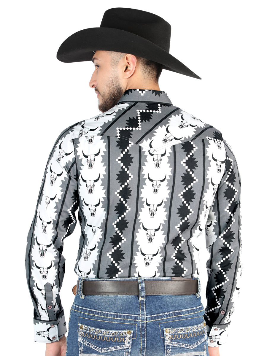 Camisa Vaquera de Hombre El Señor de los Cielos Manga Larga Broche Casual en 97% Algodón 3% Lycra Color Negro 44491
