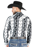 Camisa Vaquera de Hombre El Señor de los Cielos Manga Larga Broche Casual en 97% Algodón 3% Lycra Color Negro 44491
