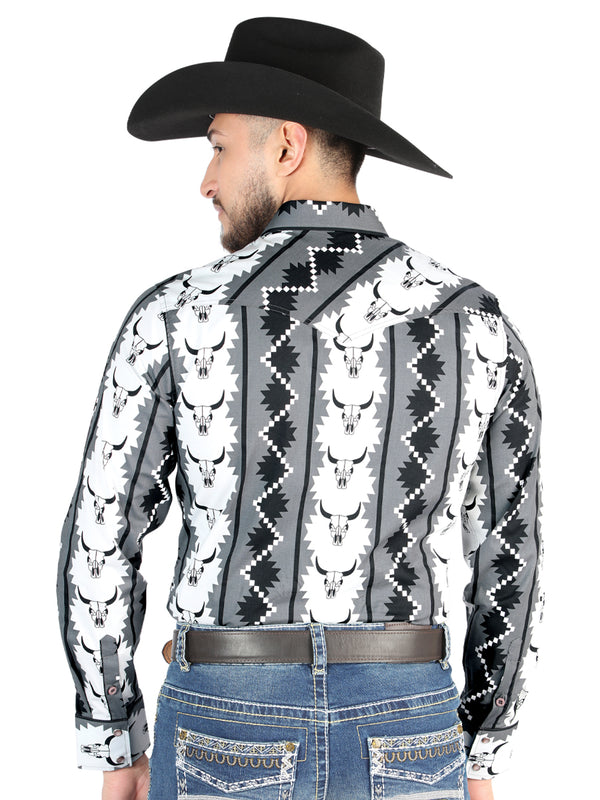 Camisa Vaquera de Hombre El Señor de los Cielos Manga Larga Broche Casual en 97% Algodón 3% Lycra Color Negro 44491