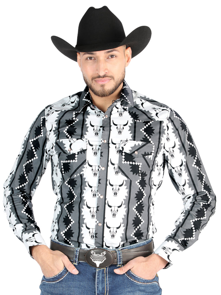 Camisa Vaquera de Hombre El Señor de los Cielos Manga Larga Broche Casual en 97% Algodón 3% Lycra Color Negro 44491