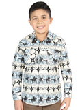 Camisa Vaquera de Niño El Señor de los Cielos Manga Larga Broche Casual en 97% Algodón 3% Lycra Color Azul 44494