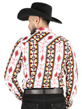 Camisa Vaquera de Hombre El Señor de los Cielos Manga Larga Broche Casual en 97% Algodón 3% Lycra Color Blanco 44502