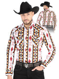 Camisa Vaquera de Hombre El Señor de los Cielos Manga Larga Broche Casual en 97% Algodón 3% Lycra Color Blanco 44502