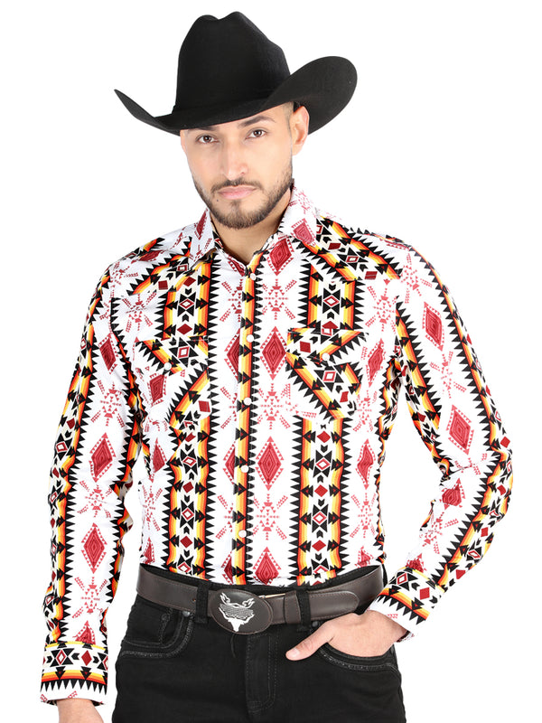Camisa Vaquera de Hombre El Señor de los Cielos Manga Larga Broche Casual en 97% Algodón 3% Lycra Color Blanco 44502