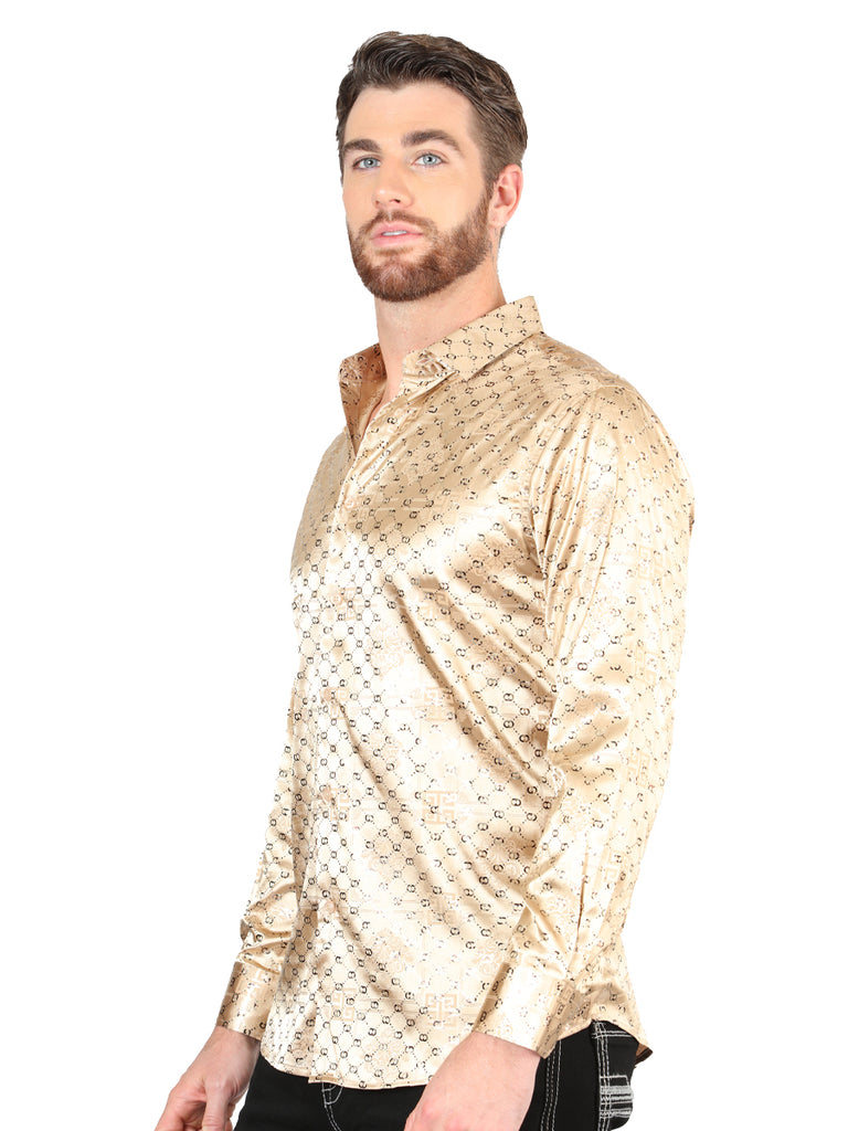 Camisa Vaquera de Hombre El Señor de los Cielos WH05-104 Manga Larga Casual en 97% Poliéster 3% Spandex Color Beige 44547