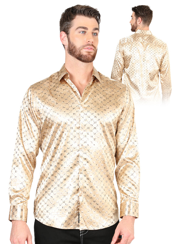 Camisa Vaquera de Hombre El Señor de los Cielos WH05-104 Manga Larga Casual en 97% Poliéster 3% Spandex Color Beige 44547