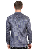 Camisa Vaquera de Hombre El Señor de los Cielos Manga Larga Casual en 97% Poliéster 3% Spandex Color Azul/Oro 44551