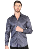 Camisa Vaquera de Hombre El Señor de los Cielos Manga Larga Casual en 97% Poliéster 3% Spandex Color Azul/Oro 44551