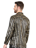 Camisa Vaquera de Hombre El Señor de los Cielos Manga Larga Casual en 97% Poliéster 3% Spandex Color Gris/Oro 44554