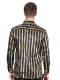 Camisa Vaquera de Hombre El Señor de los Cielos Manga Larga Casual en 97% Poliéster 3% Spandex Color Gris/Oro 44554