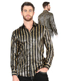 Camisa Vaquera de Hombre El Señor de los Cielos Manga Larga Casual en 97% Poliéster 3% Spandex Color Gris/Oro 44554