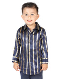 Camisa Vaquera de Niño El Señor de los Cielos Manga Larga Casual en 97% Poliéster 3% Spandex Color Negro/Oro 44571