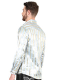 Camisa Vaquera de Hombre El Señor de los Cielos Manga Larga Casual en 97% Poliéster 3% Spandex Color Gris/Dorado 44578