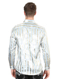 Camisa Vaquera de Hombre El Señor de los Cielos Manga Larga Casual en 97% Poliéster 3% Spandex Color Gris/Dorado 44578