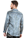 Camisa Vaquera de Hombre El Señor de los Cielos Manga Larga Casual en 97% Poliéster 3% Spandex Color Azul Marino 44580
