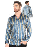Camisa Vaquera de Hombre El Señor de los Cielos Manga Larga Casual en 97% Poliéster 3% Spandex Color Azul Marino 44580