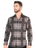 Camisa Vaquera de Hombre El Señor de los Cielos Manga Larga Casual en 97% Poliéster 3% Spandex Color Gris 44602