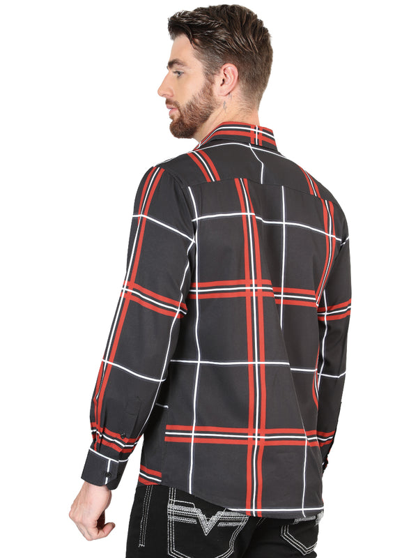 Camisa Vaquera de Hombre El Señor de los Cielos Manga Larga Casual en 97% Poliéster 3% Spandex Color Negro 44605