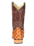 Bota Vaquera Rodeo Hombre 100 Años Piel Exótica Monster Fish Miel - Modelo 44606