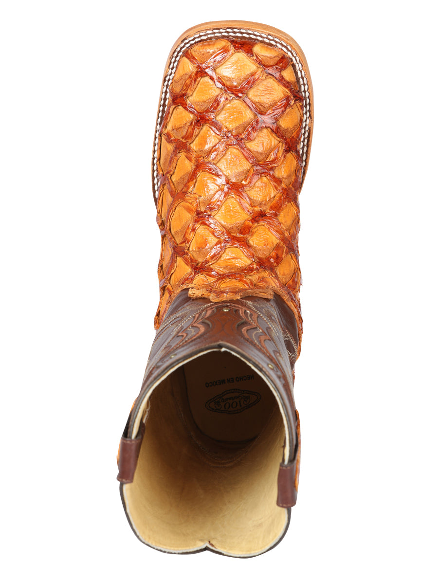 Bota Vaquera de Hombre 100 Años Rodeo en Piel Exótica Color Miel 44606