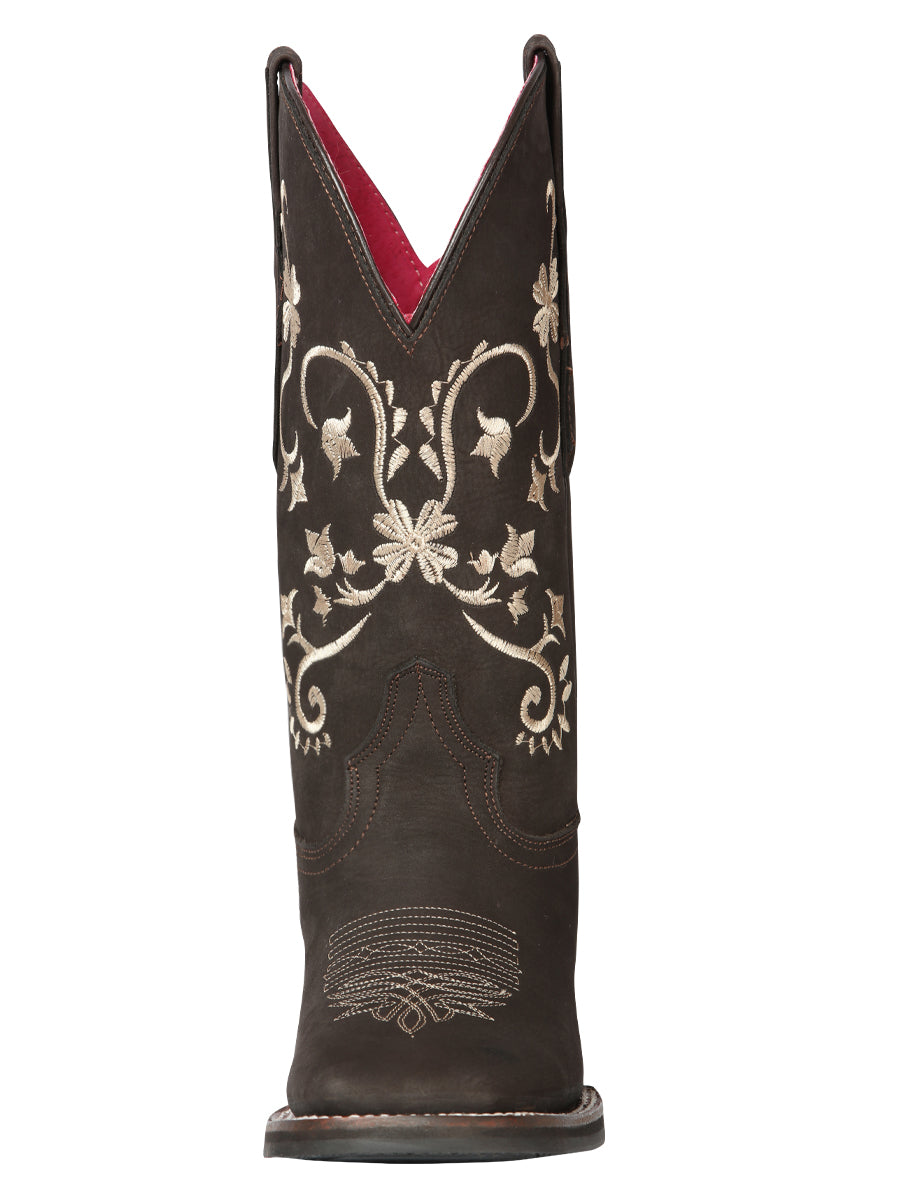 Bota Vaquera de Mujer El General Rodeo en Piel Nobuck Color Café 44642