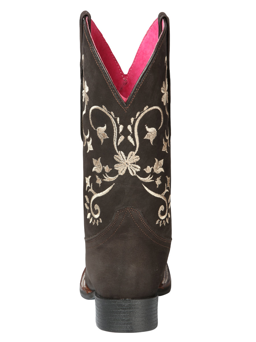 Bota Vaquera de Mujer El General Rodeo en Piel Nobuck Color Café 44642