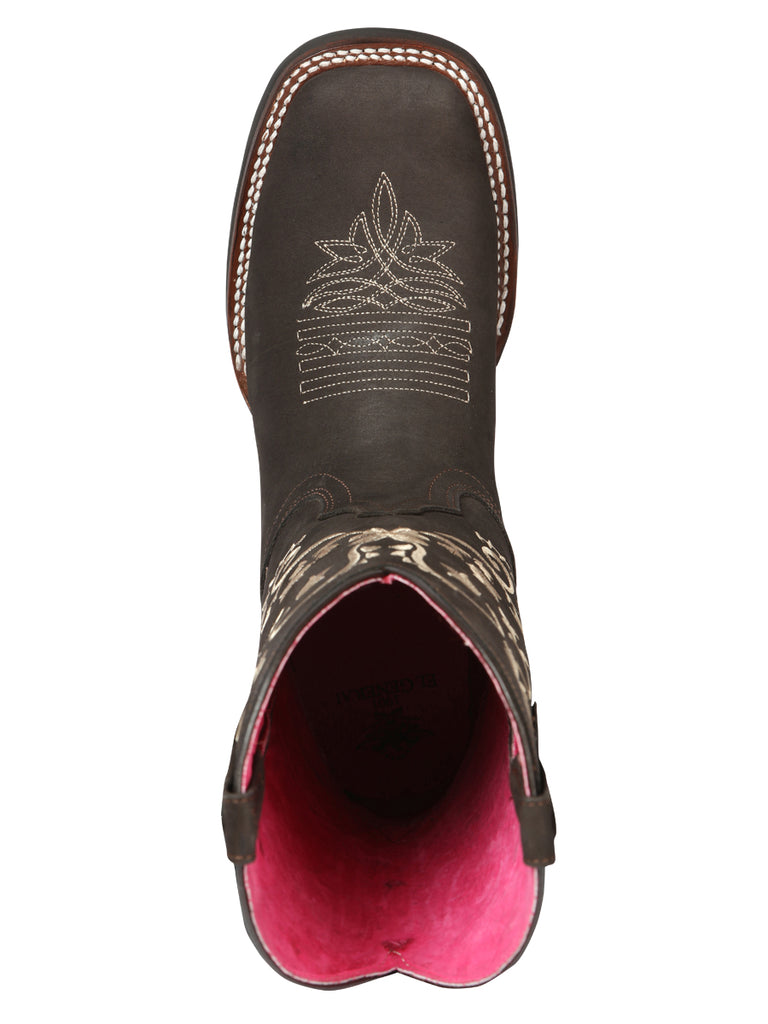 Bota Vaquera de Mujer El General Rodeo en Piel Nobuck Color Café 44642