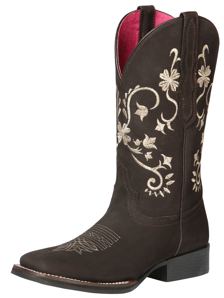 Bota Vaquera Rodeo Mujer El General Piel Nobuck Bovino Café - Modelo 44642