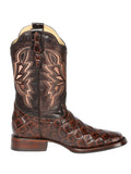 Bota Vaquera Rodeo Hombre El General Piel Bovino Grabado Pirarucú Café - Modelo 44664