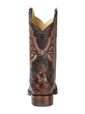 Bota Vaquera Rodeo Hombre El General Piel Bovino Grabado Pirarucú Café - Modelo 44664