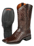 Bota Vaquera Rodeo Hombre El General Piel Bovino Grabado Caimán Café - Modelo 44672