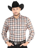 Camisa Vaquera de Hombre El Señor de los Cielos Manga Larga Casual en 97% Poliéster 3% Spandex Color Beige/Negro 44698