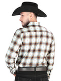 Camisa Vaquera de Hombre El Señor de los Cielos Manga Larga Casual en 97% Poliéster 3% Spandex Color Café 44700